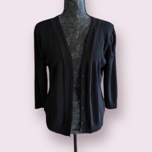 Spence Black Button-Up Cardigan